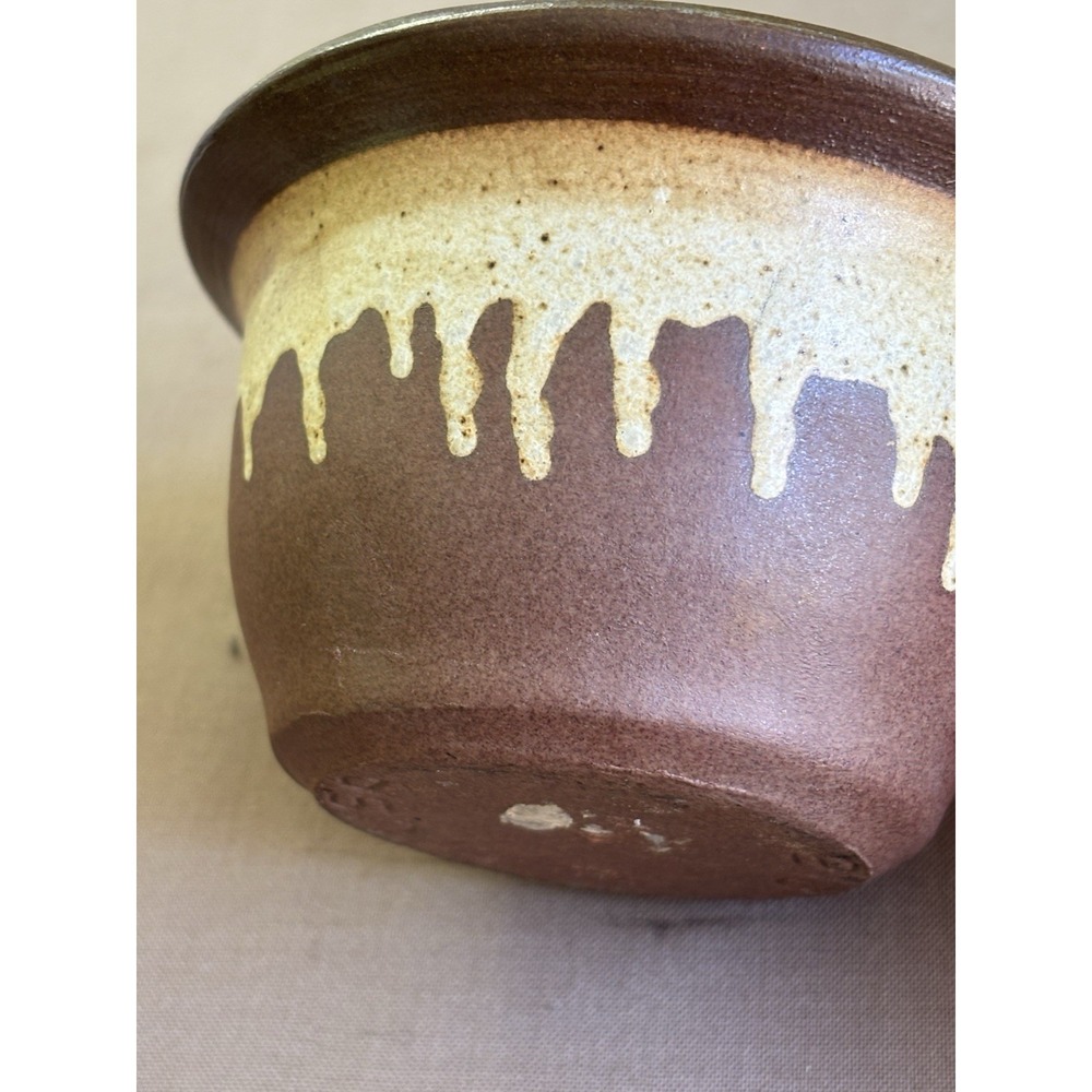 David Cressey Pottery Drip Glaze Brown Cream Bowl 4.5" USA 213 - Picture 5 of 11